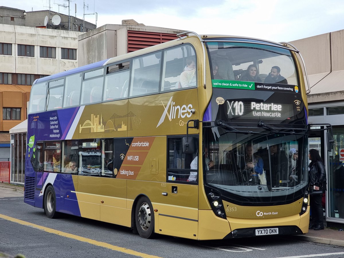 edwardbdart's tweet photo. My first time seeing a Go North East bus on one of their actual routes today, and to be honest, I was blown away. None of this fancy branding and new, 'luxury' buses down where I am! Brilliant approach by GNE, bound to entice more passengers #BackToBus!
GNE 6353 (YX70 OKN)
1/2 https://t.co/w2GFq4tmyW