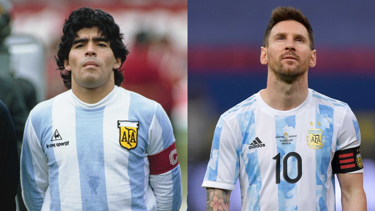 SVargasOK's tweet photo. Partidos y goles con la selección argentina en Mundiales:

🇦🇷 Diego Maradona: 21 partidos | 8 goles.
🇦🇷 Lionel Messi: 21 partidos | 8 goles. https://t.co/DzOxPX235v