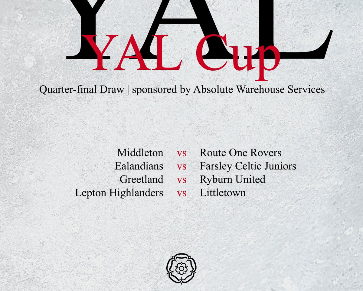 ▹ YAL Cup, Quarter-Final

The Draw.

#yaafl | @absolute_ws