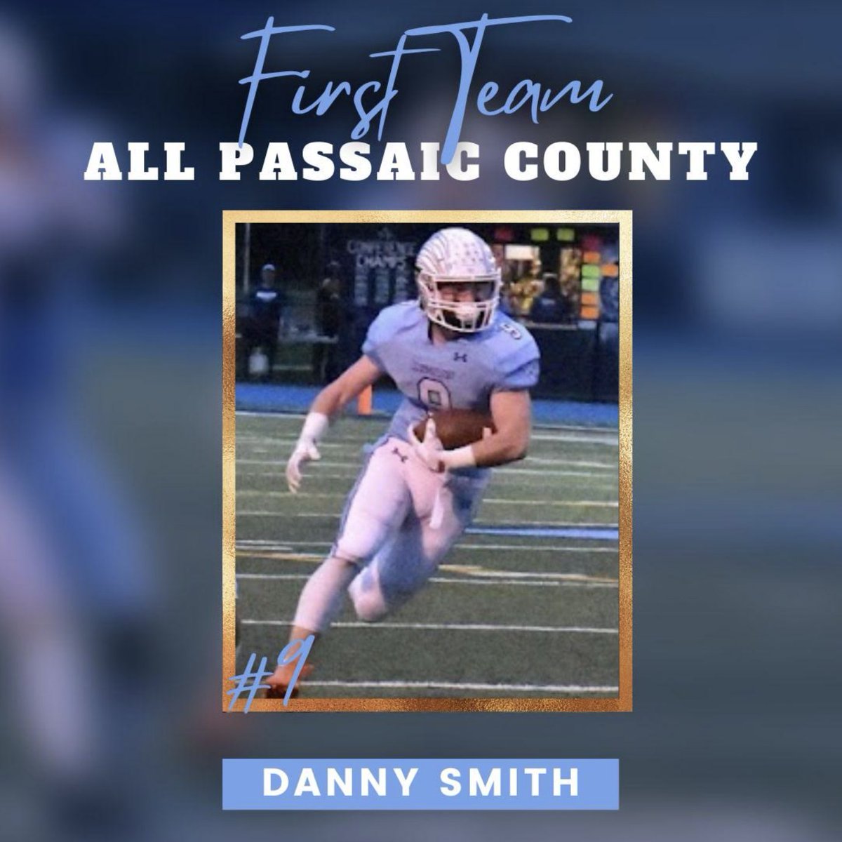 Roger Kotlarz (@coachkotlarz) on Twitter photo Congrats to Danny Smith for earning 1st Team All-Passaic County honors. At RB, Danny totaled 1754 AP yds for the 10-1 Indians: 911 rushing (8.2 ypc), 13 TD, 517 receiving (39 recs), 2 TD, & 326 in returns. <a href="/wvalleyathletic/">Wayne Valley Indians</a> <a href="/SFCFootballNJ/">The SFC</a> <a href="/VarsityAces/">Varsity Aces</a> #ValleyTough #RoccoStrong Congrats to Danny Smith for earning 1st Team All-Passaic County honors. At RB, Danny totaled 1754 AP yds for the 10-1 Indians: 911 rushing (8.2 ypc), 13 TD, 517 receiving (39 recs), 2 TD, & 326 in returns. <a href="/wvalleyathletic/">Wayne Valley Indians</a> <a href="/SFCFootballNJ/">The SFC</a> <a href="/VarsityAces/">Varsity Aces</a> #ValleyTough #RoccoStrong