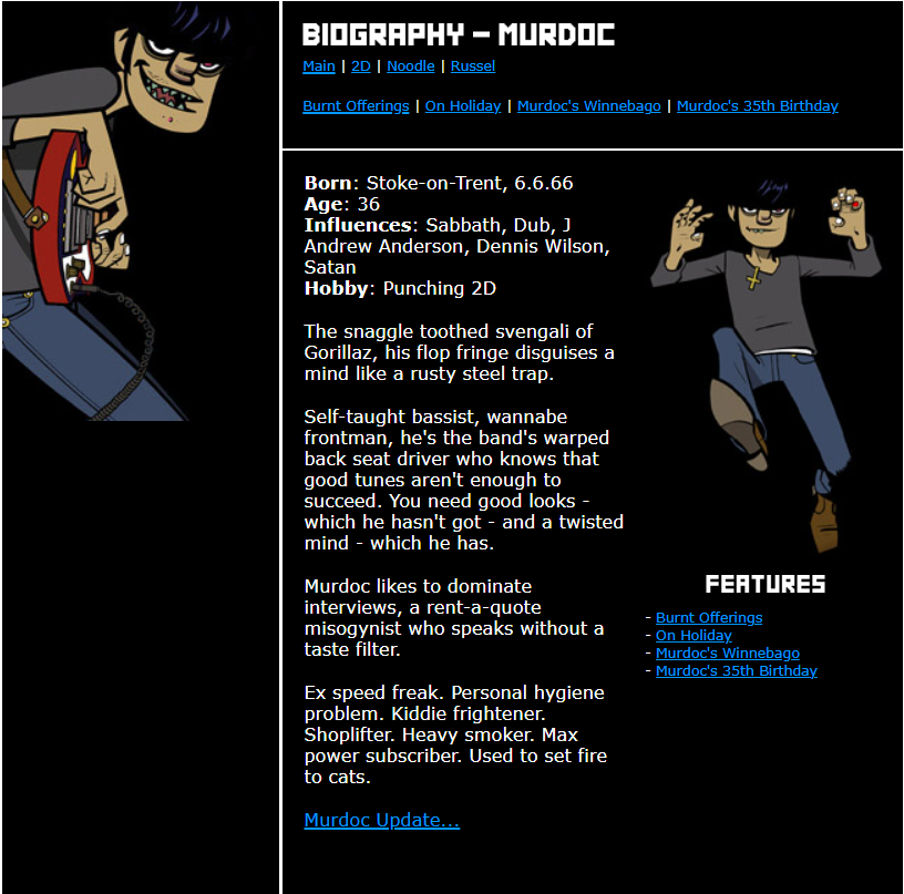 GorillazFlash's tweet photo. Not really flash stuffz but here's some phase 1 character bios I found on the old fansite! https://t.co/ewLVROn1Iz
