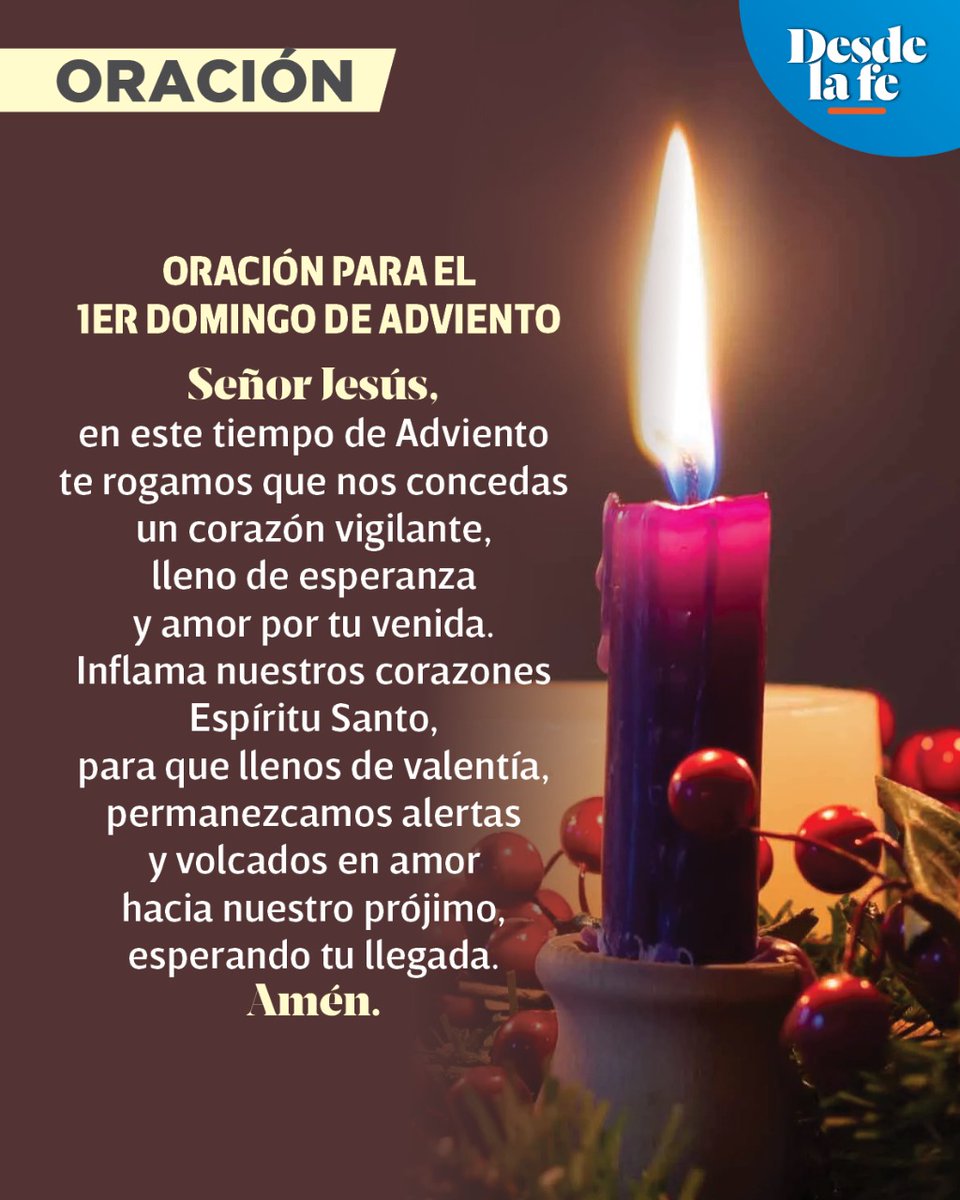 DesdeLaFeMx's tweet photo. Te compartimos esta #oración para el primer domingo de #adviento. ¡Acompaña a la Virgen María en la espera del nacimiento de Jesús! 🤗✨
En este link podrás encontrar la oración para cada domingo 👉 https://t.co/61TuV5Fuk0 https://t.co/JBVFx9aKUG