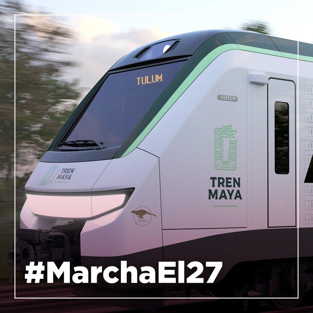 El #TrenMaya es la obra ferroviaria con inversión pública más importante del mundo y es orgullosamente mexicana. 
Celebremos esta y todas las acciones de la #CuartaTransformacion este 27 de nov del Ángel al Zócalo 
#MarchaEl27 #EsUnHonorMARCHARconObrador #VamosJuntos
