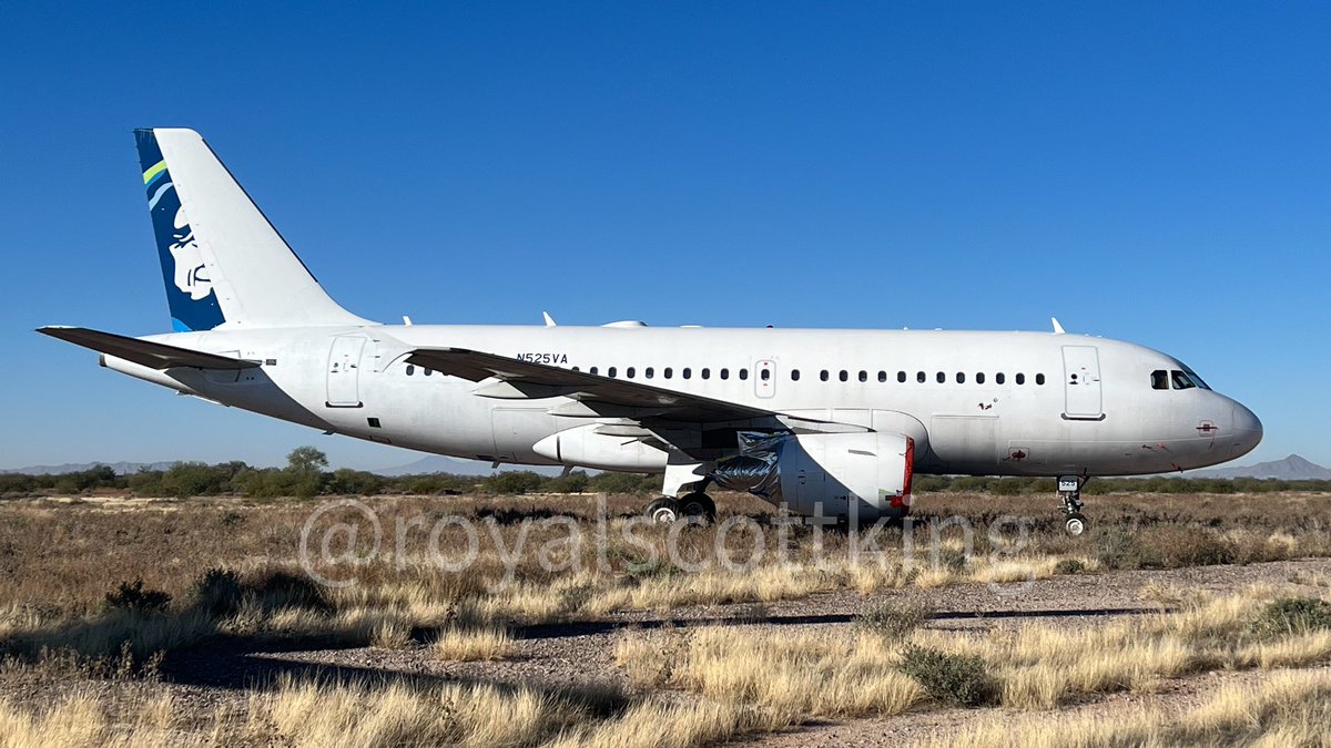 royalscottking's tweet photo. ex @AlaskaAir @Airbus A319’s N525VA and 529VA have now arrived in Coolidge AZ for scrapping. https://t.co/P82JJf7L2g