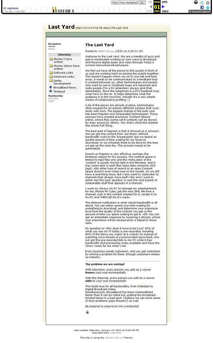 This long-lost blogpost from 2001 is the genesis of Podcasting