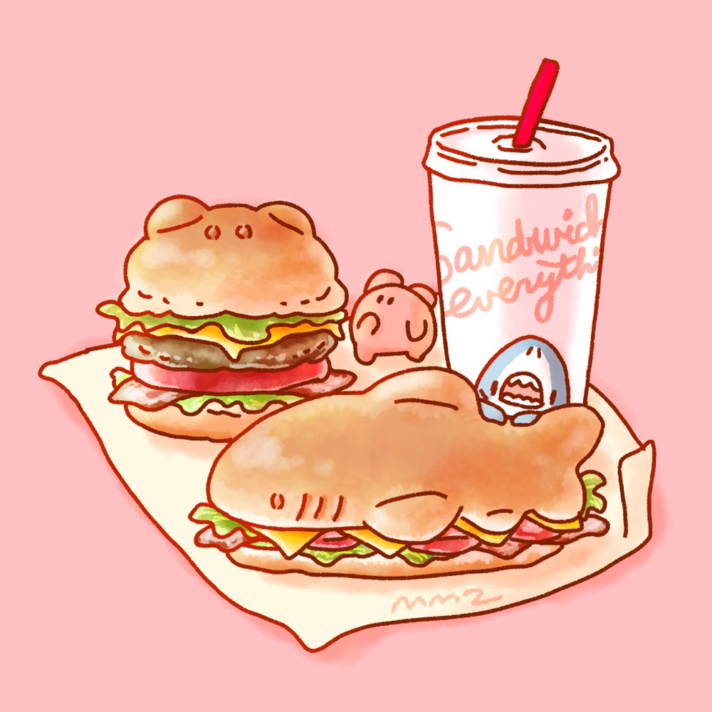 「サメサンドイッチとメンダコバーガー#イラスト #illustration #サメ」|サメとメンダコ🦈🐙namelessmm2のイラスト