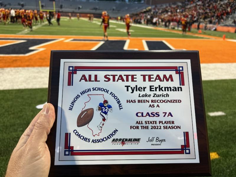Congratulations to <a href="/TylerErkman/">Tyler Erkman</a> 
What a great career 
2x 1st team All-Conference
2022 N. Sub. Conf. Player of the Year
IHSFCA 1st Team All-State 
News-Gazette 1st Team All-State