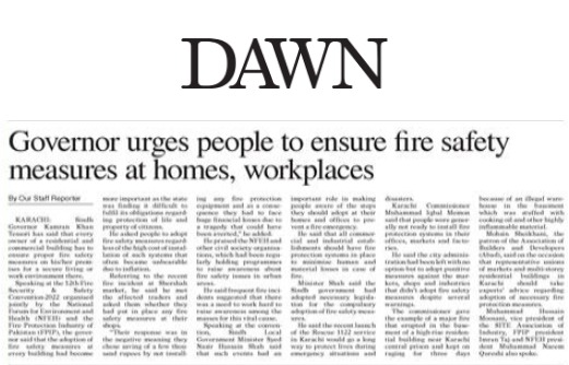 naeemq's tweet image. Excellent english  print media coverage of 12th Fire Safety Convention . thanks our media friends and team #NFEH @energy154 @FireSafetyMan #Pakistani #FireAccident #FireAccident