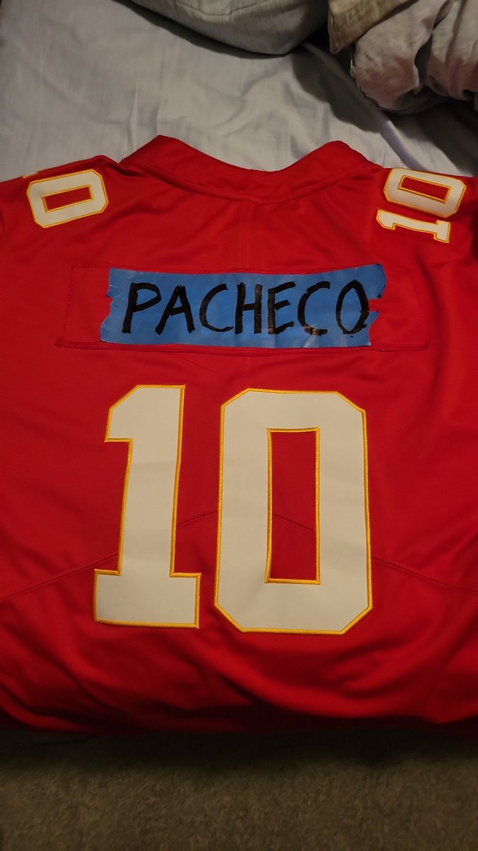sbrubaker229's tweet photo. Had to fix my jersey for the game tomorrow. Go Chiefs! https://t.co/Cy7ePY9OSZ