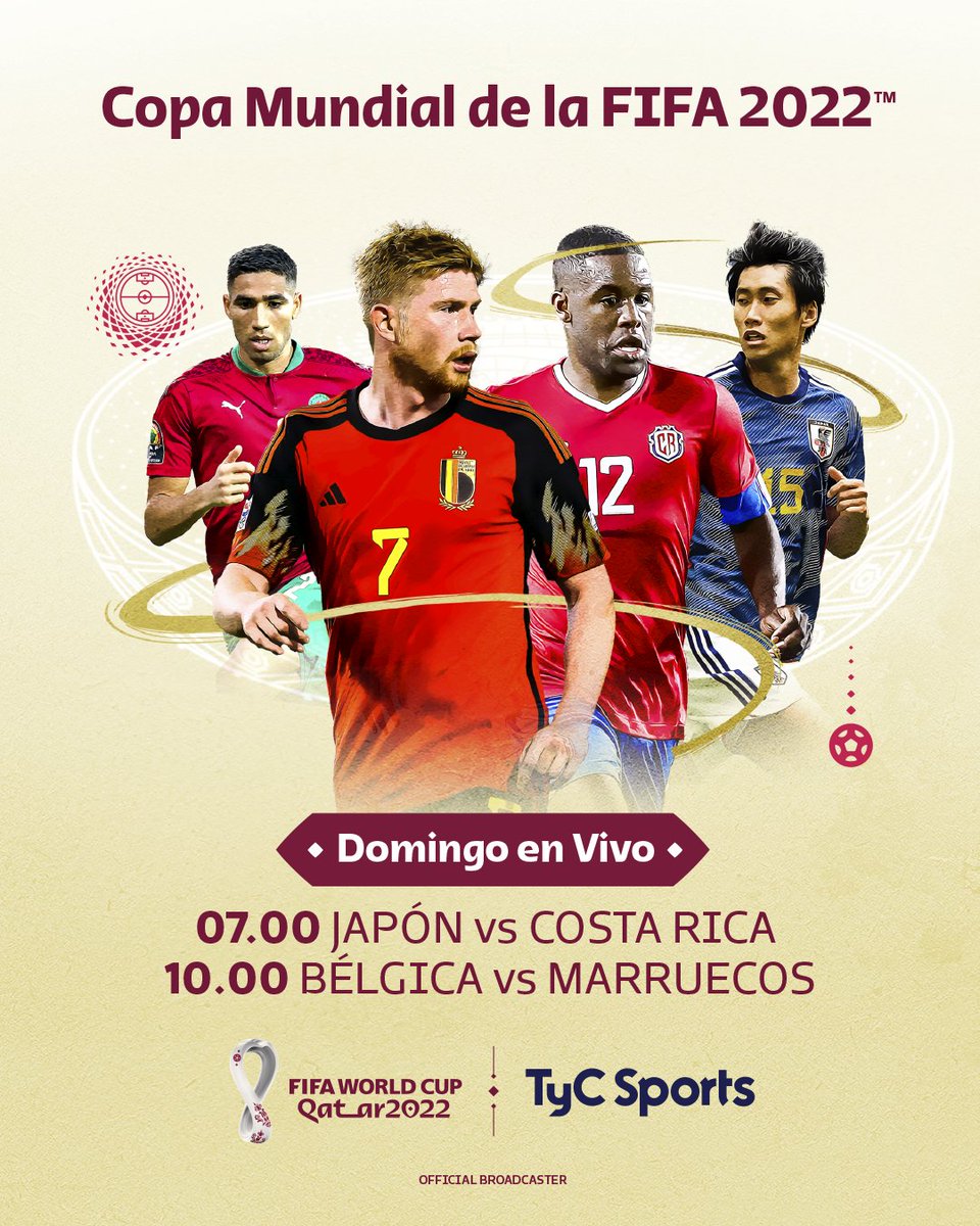 TyC Sports on Twitter "📺 Domingo Japón vs Costa Rica y Bélgica vs