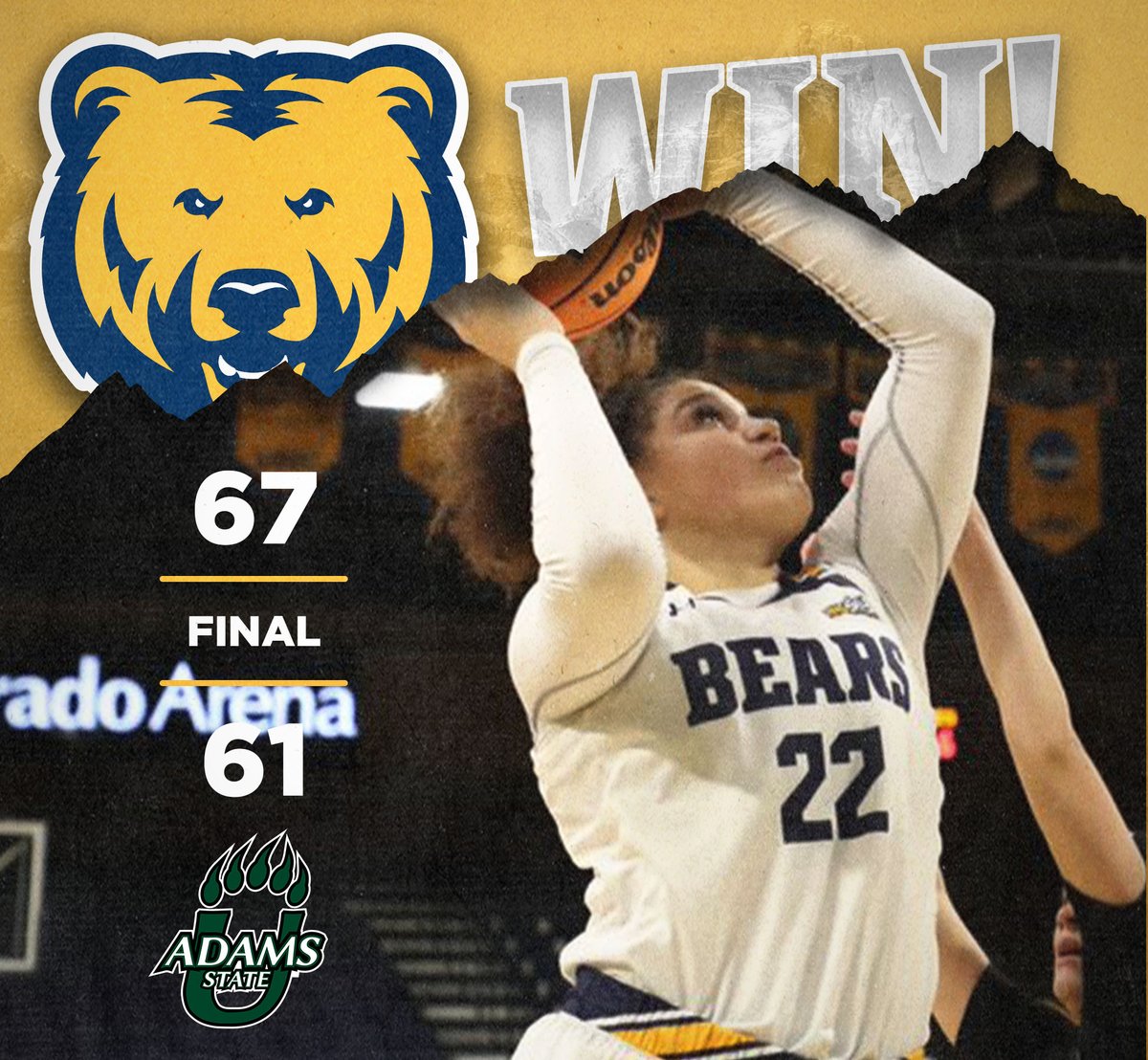 UNC_BearsWBB's tweet photo. BEARS WIN!!! BEARS WIN!!!

UNC leaders
24, Byrne
13 Simental
11, Kleinhans
7, Fields https://t.co/h18CdIaBvg