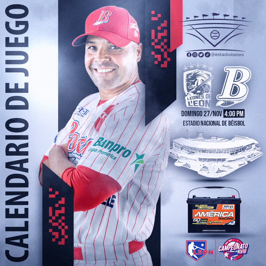 estadiobeisni's tweet photo. ⚾🧢 ¡Domingo de Béisbol! 🙌🏼
👉🏽 Disfruta del partido @IndiosdelBoer1 🏹 🆚 🦁 #LeonesDeLeon correspondiente a la @LBPNOficial 🔥
🎟️📲 Compra tus boletos en taquillas a partir de las 10:00 am o en línea en el siguiente enlace ➡️ https://t.co/rI35Klkdr0 https://t.co/OtNJezl8QQ