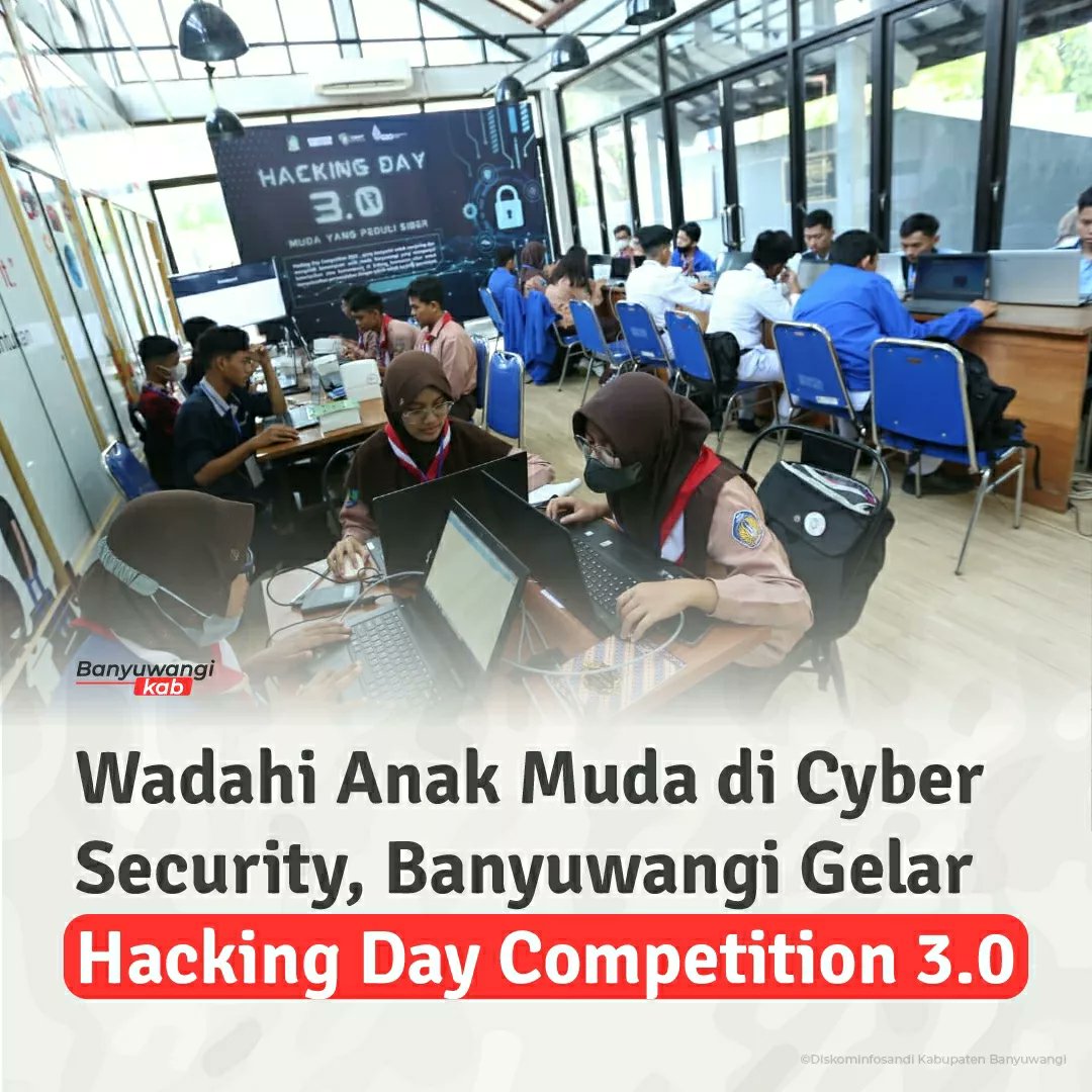 Banyuwangi Hacking Day Competition kembali digelar. Kompetisi yang memasuki tahun ketiga itu berlangsung 25-26 November 2022, menjadi ajang anak muda yang memiliki potensi di bidang cyber security.