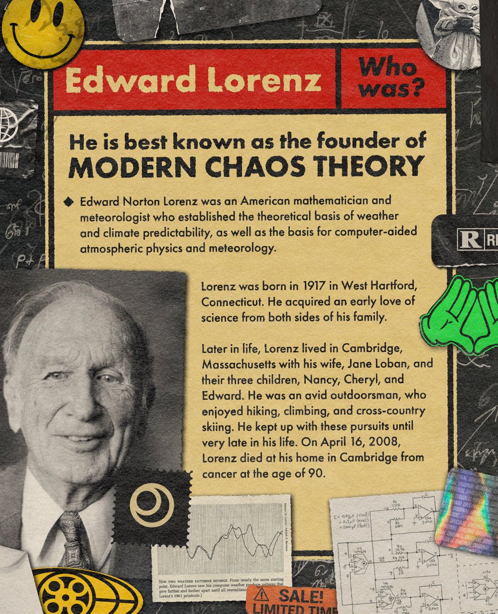He is Edward Lorenz. Our teacher ♥️

He created the "Lorenz Attractors": the system we use to make our abstract art✨

🗝️opensea.io/collection/365…

#generative #NFTCommunity #nftcollectors #NFTcollection #generativeart #NFT