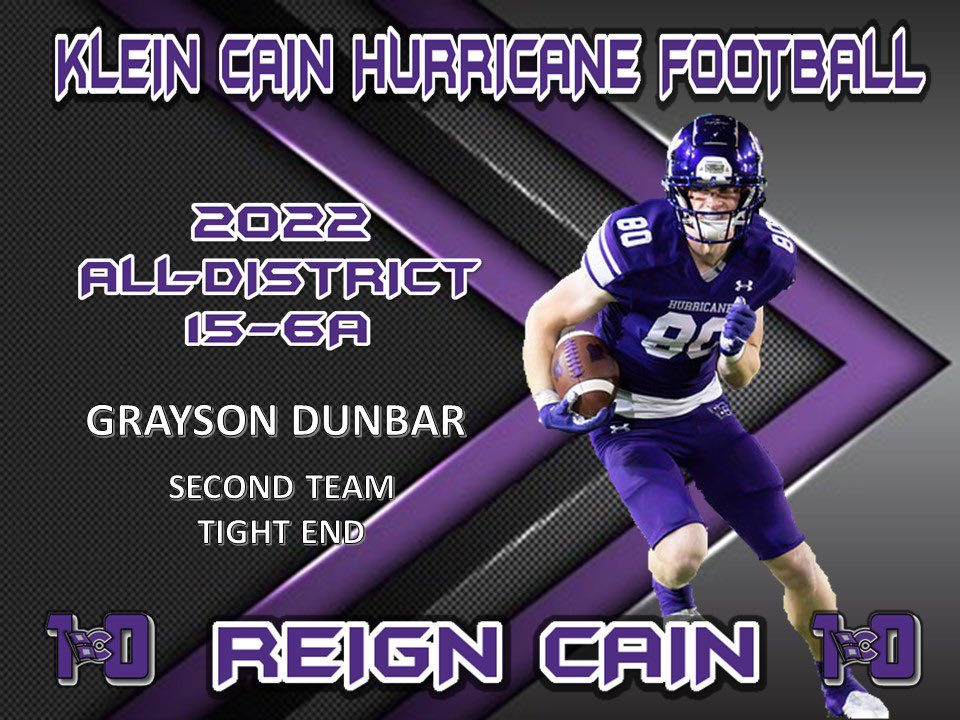 Congratulations to <a href="/GraysonDunbar_/">Grayson Dunbar</a>! 
#REIGNCAIN #FNA #STORMSURGE22   <a href="/KleinCain/">Klein Cain HS</a> <a href="/KleinISDAth/">Klein ISD Athletics</a>