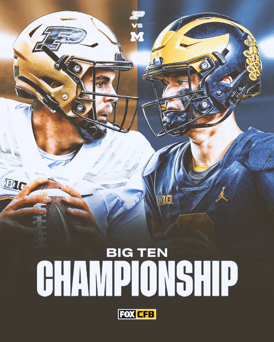 FOX College Football (@cfbonfox) on Twitter photo The Big Ten Championship is officially SET! ๐
<a href="/BoilerFootball/">Purdue Football</a> will take on <a href="/UMichFootball/">Michigan Football</a> โผ๏ธ The Big Ten Championship is officially SET! ๐
<a href="/BoilerFootball/">Purdue Football</a> will take on <a href="/UMichFootball/">Michigan Football</a> โผ๏ธ