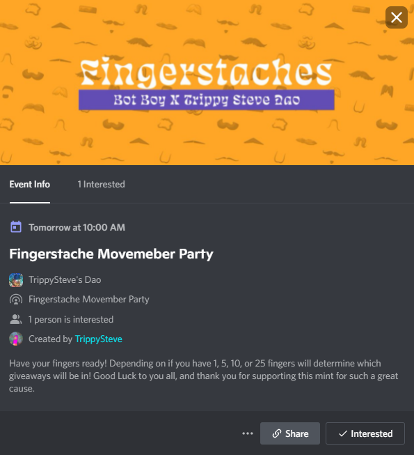 TrippySteve22's tweet photo. The #fingerstache Party starts in about 13 hours!
#Movember #ftm Get your fingers ready!!
https://t.co/ekn7HRhZc4 https://t.co/wAifbC7g8H
