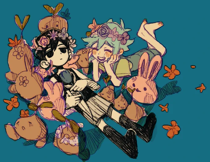 上了个色,又到了我最爱的蓝色背景时间(?)#OMORIFANART 