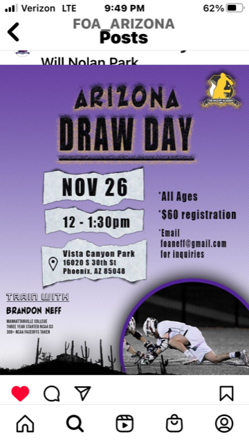 Congrats to <a href="/orovalleylax/">Oro Valley Lacrosse</a> 's '23 uncommitted <a href="/DrewKlingman/">Drew Klingman</a> taking home the <a href="/ArizonaFoa/">FOA Arizona</a> draw day high school tourney 👑🥇 up in Phoenix after a morning practice with his OV HS Lax team in Tucson #GRINDR