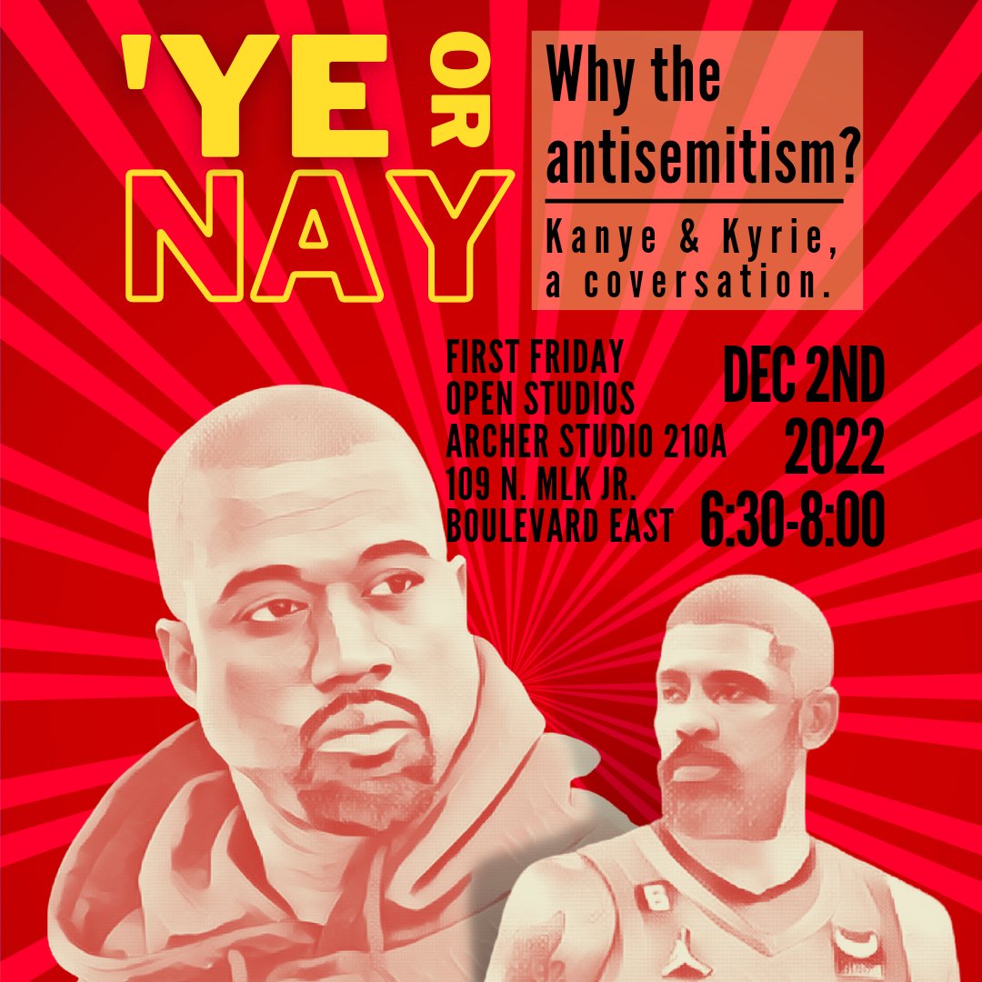 trctycollective's tweet photo. First Friday next week . . . This will be a conversation for the books. 
Tulsa Artist Fellowship
#Kanye #firstfriday #TAF #Kyrie #tricitycollective #Free #Oklahoma #Tulsa #TulsaOklahoma #QurayshAliLansana #ok #SupportBlackMedia #nonprofit https://t.co/Fv9BoJlNCp