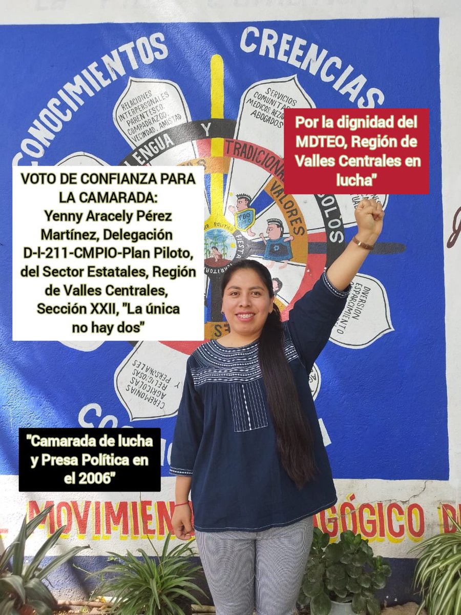 Al momento existe la posibilidad que una #Mujer retome la Sría General de la #Sección #XXII, en el Edo de Oaxaca. Las bases confían en el liderazgo que han demostrado las mujeres en cargos estratégicos de la vida política contemporánea de este país <a href="/salomonj/">Salomón Jara Cruz</a> <a href="/SnteNacional/">SNTE Nacional</a> <a href="/cntemx/">Magisterio Democrático</a>