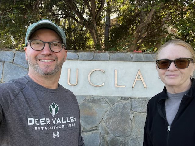 Beautiful day on UCLA campus.  Mike and I hiking the campus loop!  About 5 miles.