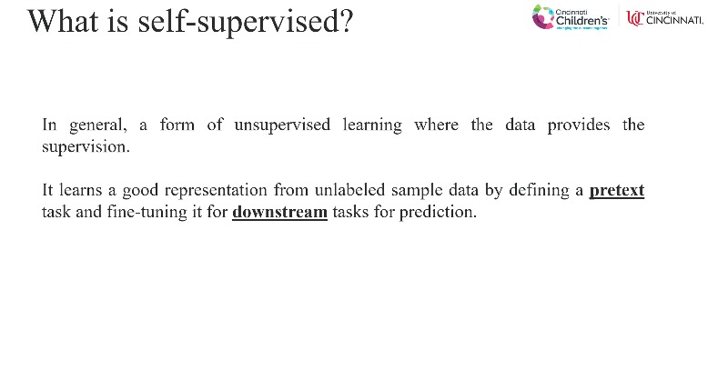 Self-supervised learning is a cutting edge machine learning technique. Of course the <a href="/AI_CAD_CCHMC/">Lili He</a> lab is leading the way #RSNA22