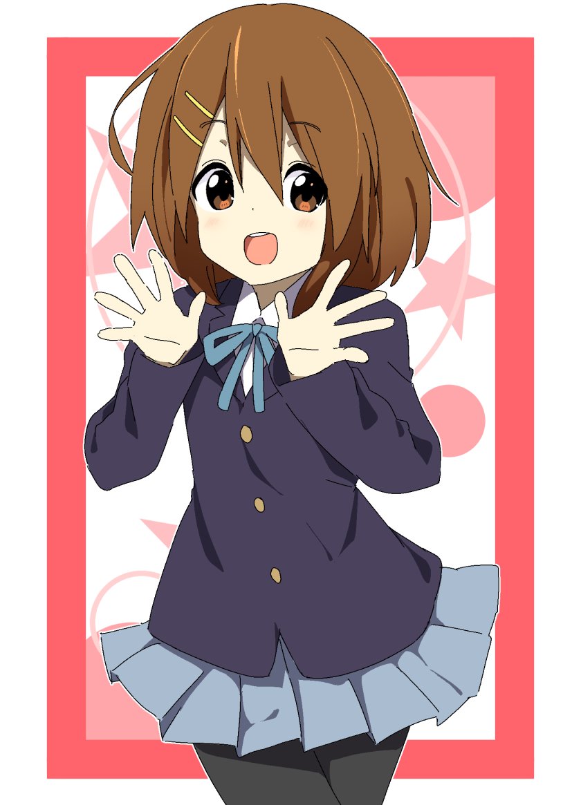 hirasawa yui 1girl sakuragaoka high school uniform brown hair pantyhose school uniform solo winter uniform  illustration images