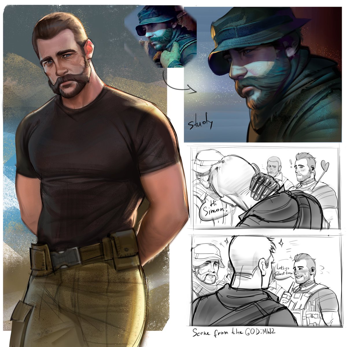 A few drawings from the mw2... I liked drawing Price. #MWII #CallofDuty # Price, image size:1200x1200