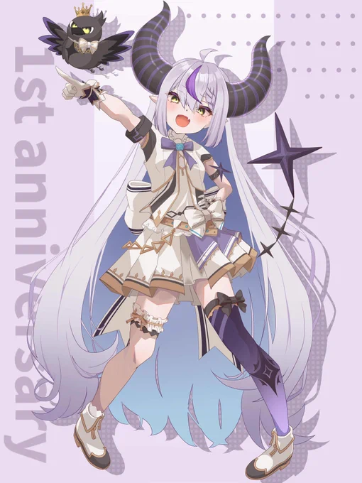 ラプちゃん1周年おめでと〜!!!アイドル衣装もばっちりかわいかったです(*'ω`*)#ラプラス総帥1周年記念#Laplus_Artdesu 