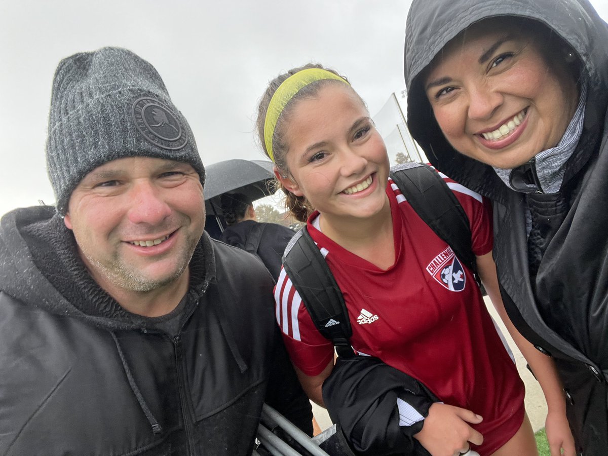 BLynn2023's tweet photo. So glad we got to play today even with the terrible weather! Let’s be honest! The real champs are my parents for always being my biggest supporters…in ALL weather! 😂 Next game is tomorrow at 12:30! Come out and watch or just give me a call! https://t.co/OkBzP2yzOR