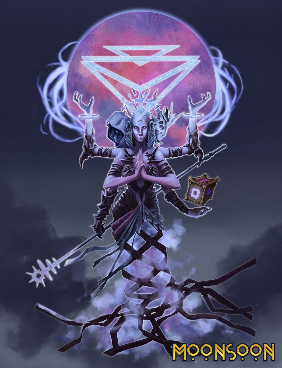 moonsoontooj's tweet photo. The statue of Orbean, the Avatar of Essence, who domains over Secrets, Symbols and Spells, has come alive before you. 
What modern world mystery do you wish to be revealed? 
#selfpromosaturday
Avatar artwork in our #5e setting, GM Guide by @HlaingKevin #mythology #fantasy https://t.co/AJiA4mopi6