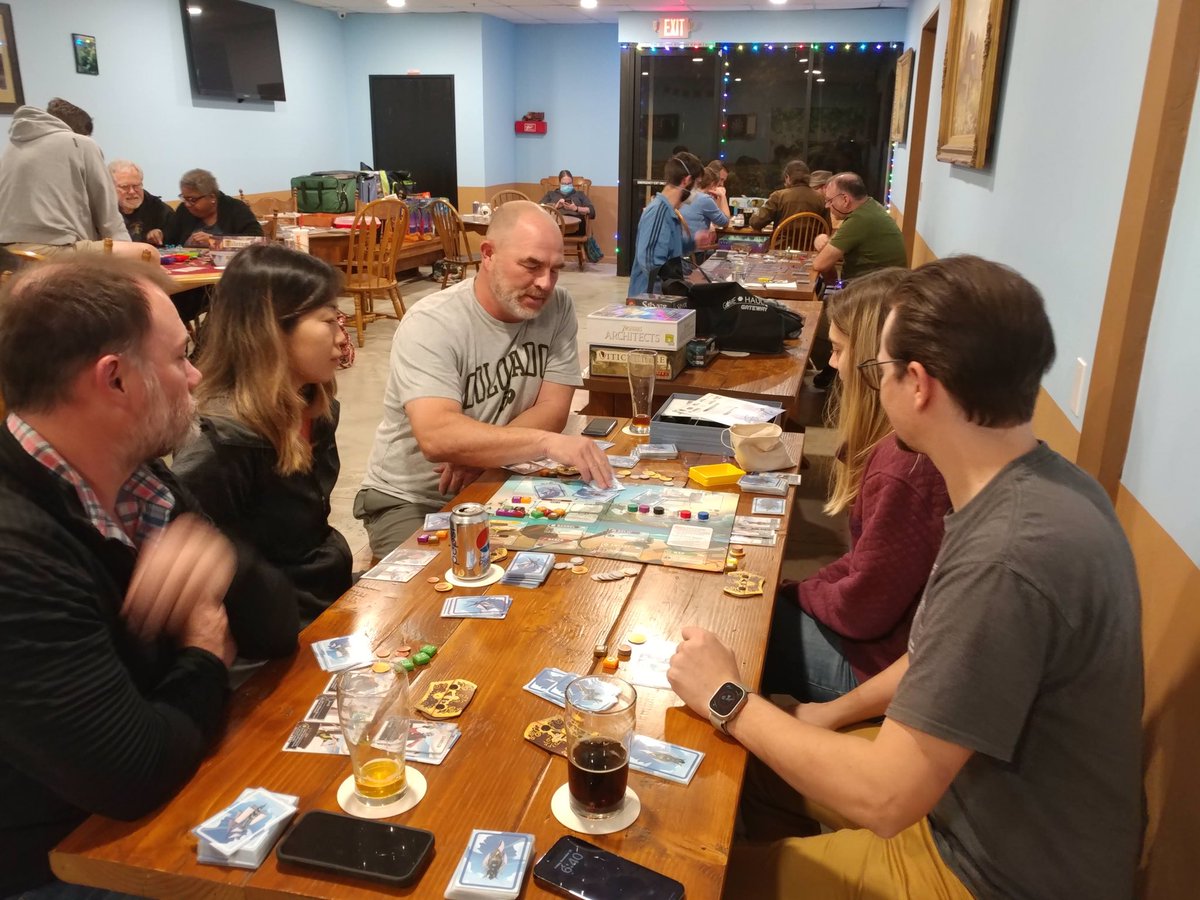 BoardGameBloke's tweet photo. Pics from yesterdays #FATDOG2022 #VCSBG #boardgame event in Moorpark. A total of 24 new &amp; old hands attended. Welcome folks. saw at least 21 different #boardgames being played. I played 2 games that were new to me. Thanks to all who taught games. https://t.co/SIbqFSarMc
