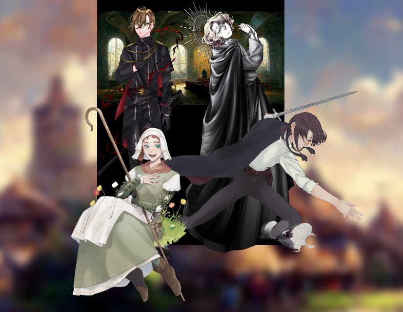 multiple boys weapon sword dress green eyes brown hair holding  illustration images