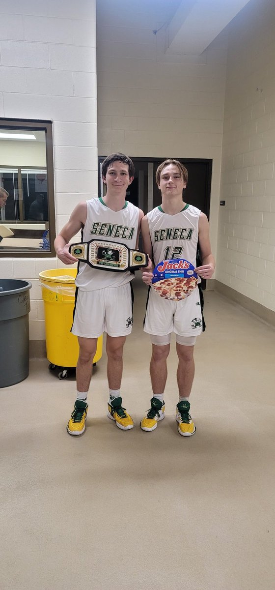 Turkey Tourney Champs!!! 64-43 over a very scrappy well coached Newark team.  Paxton Giertz and Calvin Maierhofer were named all tourney. Calvin was also tip Champ today and Braden Ellis was Pizza Pizzazz player of the game. Keep it up boys. <a href="/Irish_Athletics/">Seneca Irish Athletics</a>
#irishpride