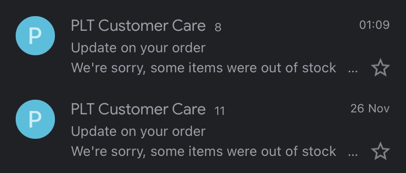 beth65558215's tweet photo. has anyone else had basically all their orders cancelled🙄 #plt #PLtwt https://t.co/udaH8GtK30