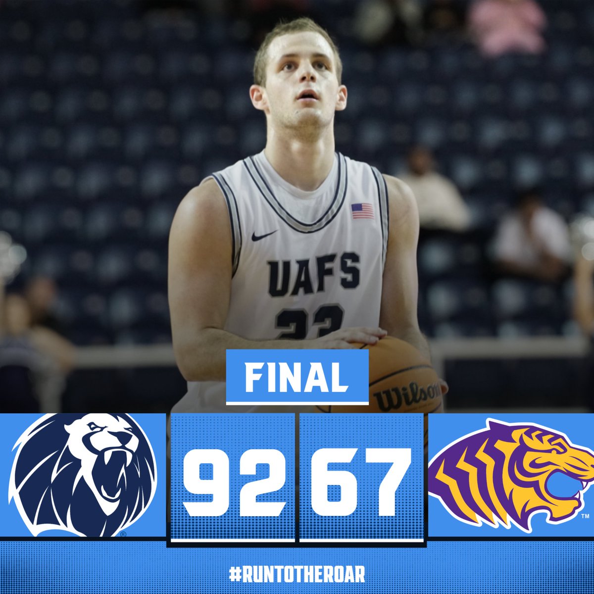 The crowd was loud in the Stubb tonight! Lions take the huge win over Ouachita Baptist. Three Lions finished in double digits: Payton Brown led with Lions with 39, Connor Slater with 17 and Jaxon Ingram with 14!