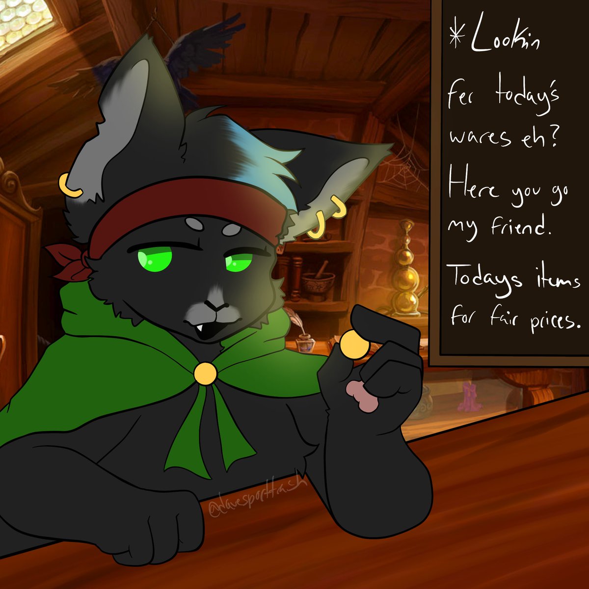 jackstrashheap's tweet photo. Dabloonsona Trash selling you some items for a fair price!
(BG image off of GeekTyrant from Google, wasn’t up for painting a background-)
#dabloonsona #dabloons #dabloonscat https://t.co/voLNc2onI7