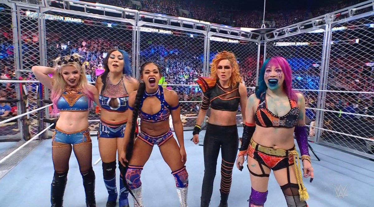 WWEonFOX's tweet photo. YOUR #WarGames WINNERS!

@AlexaBliss_WWE @MiaYim @BiancaBelairWWE @BeckyLynchWWE @WWEAsuka #SurvivorSeries https://t.co/BRPKIhvXvK