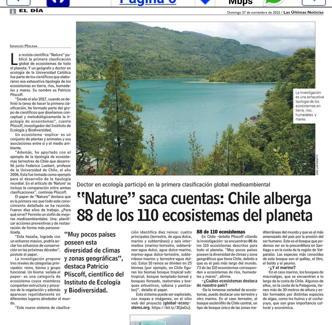 Revista Nature: Chile alberga 88 de los 110 ecositemas del planeta 🤓