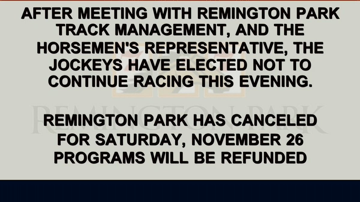 🚨🚨 The remainder of the card <a href="/RemingtonPark/">Remington Park</a> has been canceled. 🚨🚨
