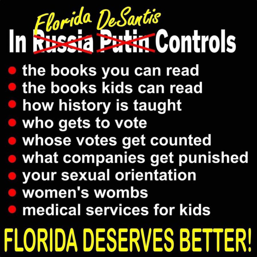 lynn_of_cait's tweet photo. It’s insane how anyone supposedly fighting for free speech (Elon?) would support Ron DeSantis

DeSatan, an expert in voter suppression and gerrymandering, who bans &amp; censors anything he doesn’t like. From education, to gay rights, to women’s bodies #DeSantisDestroysFlorida #MAGAt https://t.co/Mk3Gx7EyOI