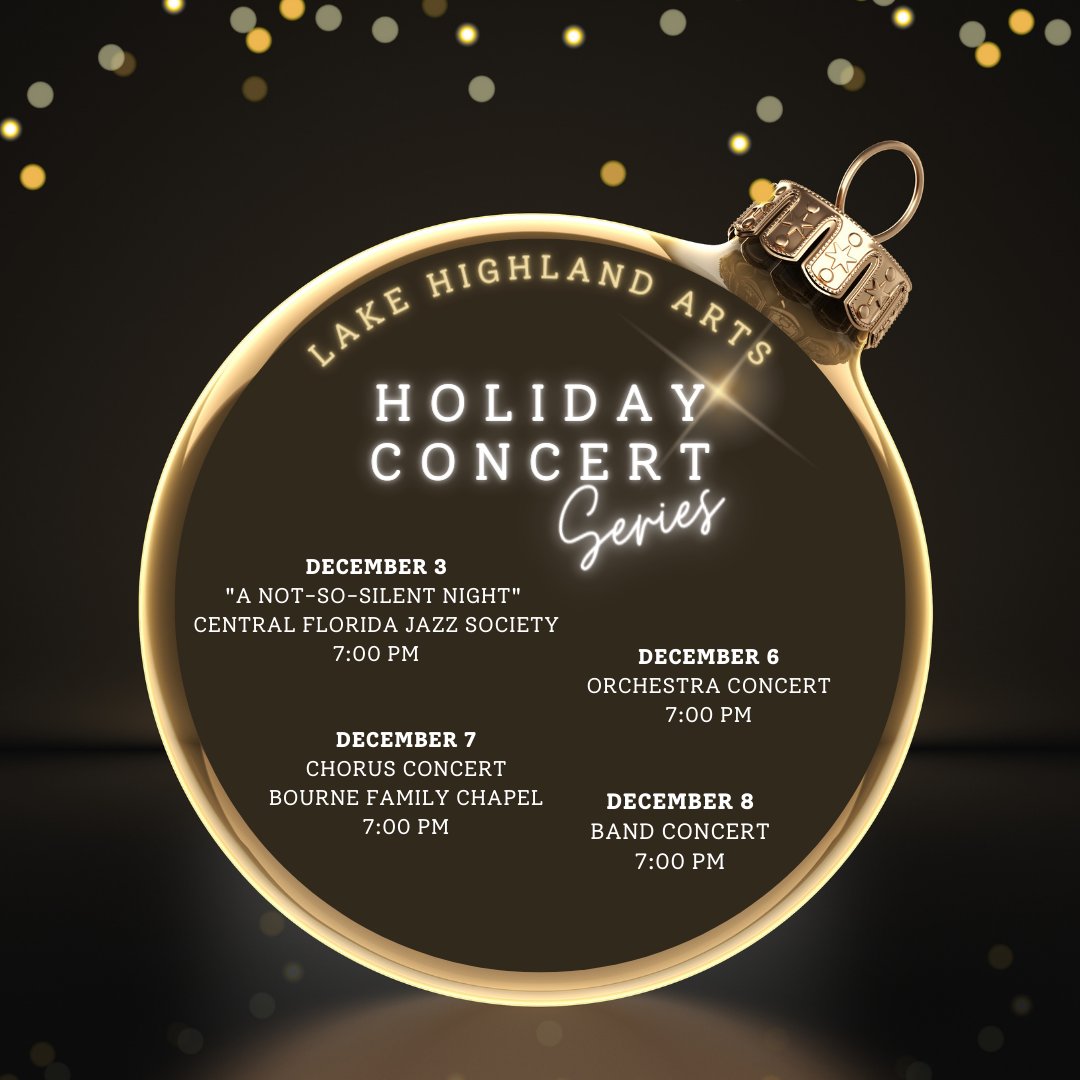 LHP Arts (@artslhps) on Twitter photo Take a break from the shopping frenzy and enjoy the season with Lake Highland's Holiday Concert Series beginning December 3rd. Share the holiday spirit with performances by the band, chorus, and orchestra. Reserve your seat today at teachtix.com/lhps. <a href="/lhpsnews/">Lake Highland Preparatory School</a> <a href="/LHPSalumni/">LHPS Alumni</a> Take a break from the shopping frenzy and enjoy the season with Lake Highland's Holiday Concert Series beginning December 3rd. Share the holiday spirit with performances by the band, chorus, and orchestra. Reserve your seat today at teachtix.com/lhps. <a href="/lhpsnews/">Lake Highland Preparatory School</a> <a href="/LHPSalumni/">LHPS Alumni</a>