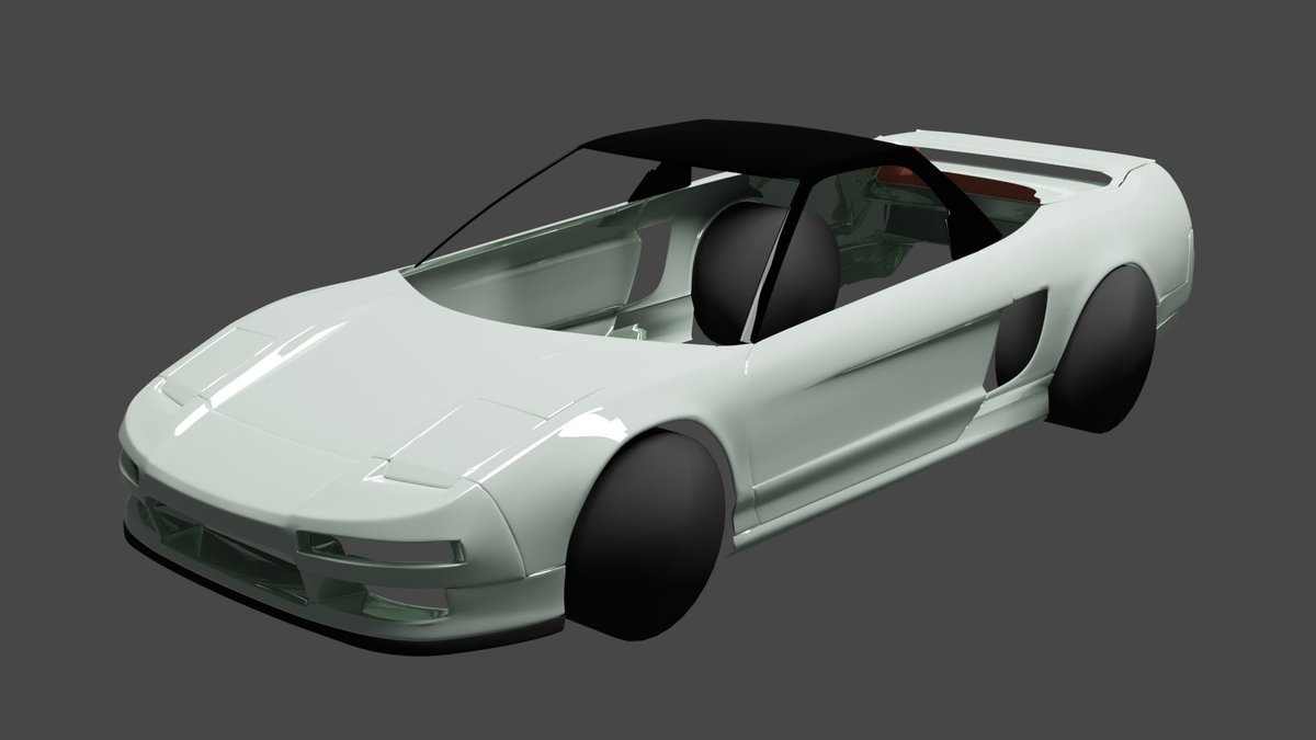MAX_yoshi1's tweet photo. いつもイイねありがとうございます♪
一昨日はアップして無いですが、細かい所のシワの修正に徹しました。
昨日はトランク以外をハイポリ化して適当なタイヤを付けました💪🏻
これでGT2からGT5まで来たかな？w
#blender #blender3D #blender初心者 #nsx #GT7 https://t.co/mKWHL06zgx