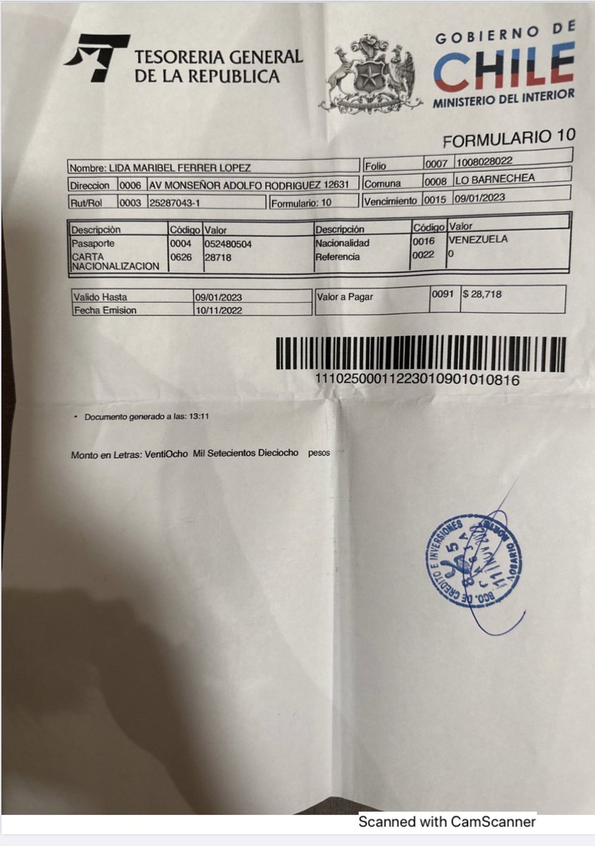 taining53's tweet photo. @MigracionesCL Por favor necesito ayuda pague los aranceles de mi nacionalidad pero aún no sale reflejado ! Que puedo hacer donde lo envío! Gracias https://t.co/eIb6EufVVW