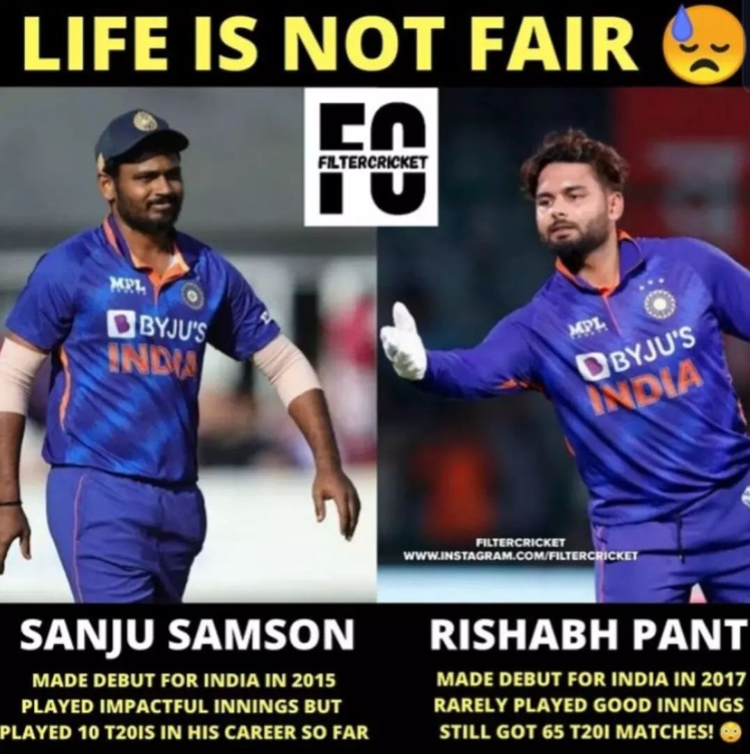 Cric_In_Veins's tweet photo. Pant Continues to play trail matches as vice captain but deserving guy who made 38 in last match is dropped 💔
#justiceforsanjusamson
#SanjuSamson https://t.co/PAfCVuqKbU