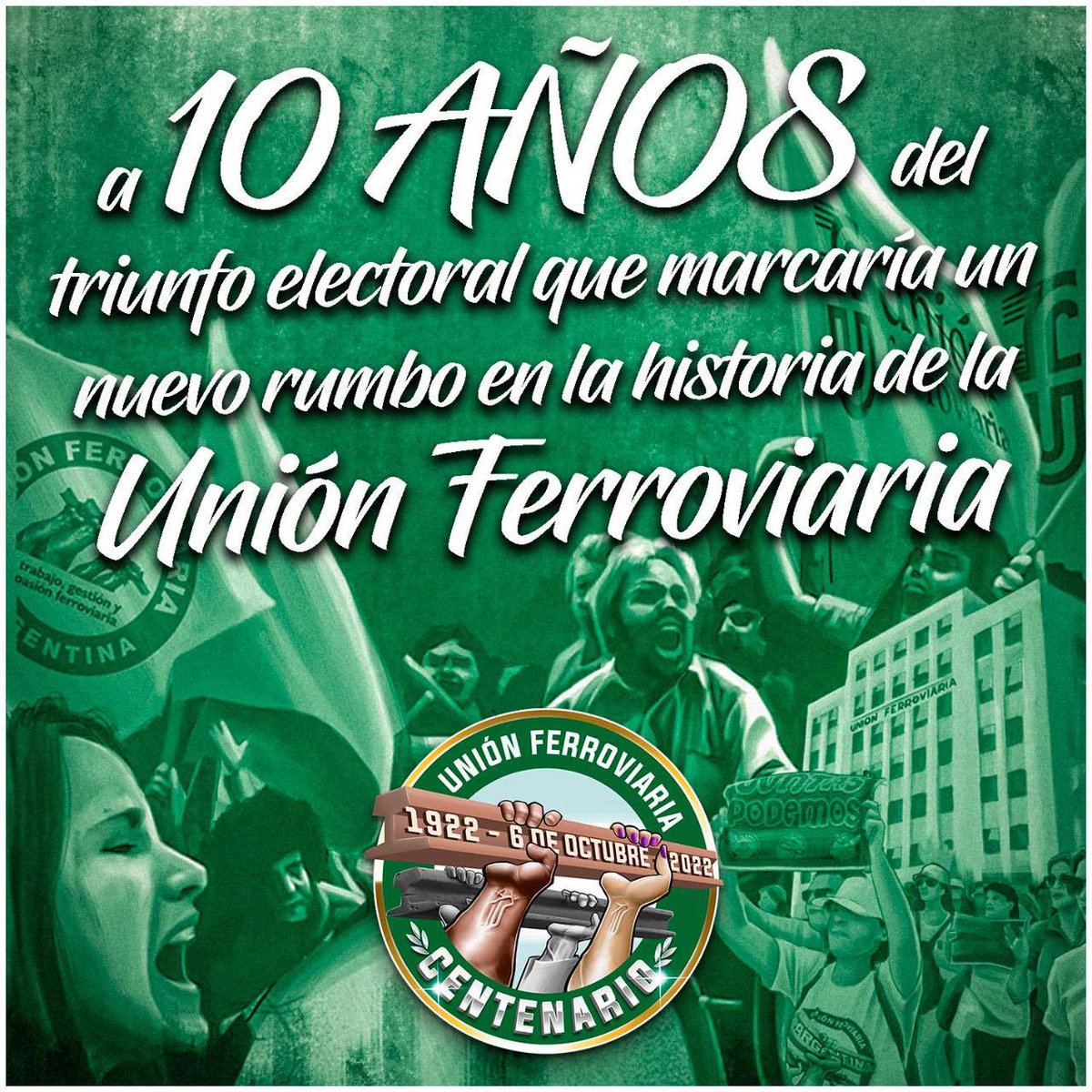 sasia_sergio's tweet photo. A 10 años del triunfo del renovado proyecto sindical de la histórica Lista Verde con el 87% de los votos, quiero agradecer la confianza delegada a esta conducción por los/as compañeros/as, para seguir transformando y fortaleciendo a la querida @uf_oficial

Siempre ¡VAMOS POR MÁS! https://t.co/1LEWWDXa3y