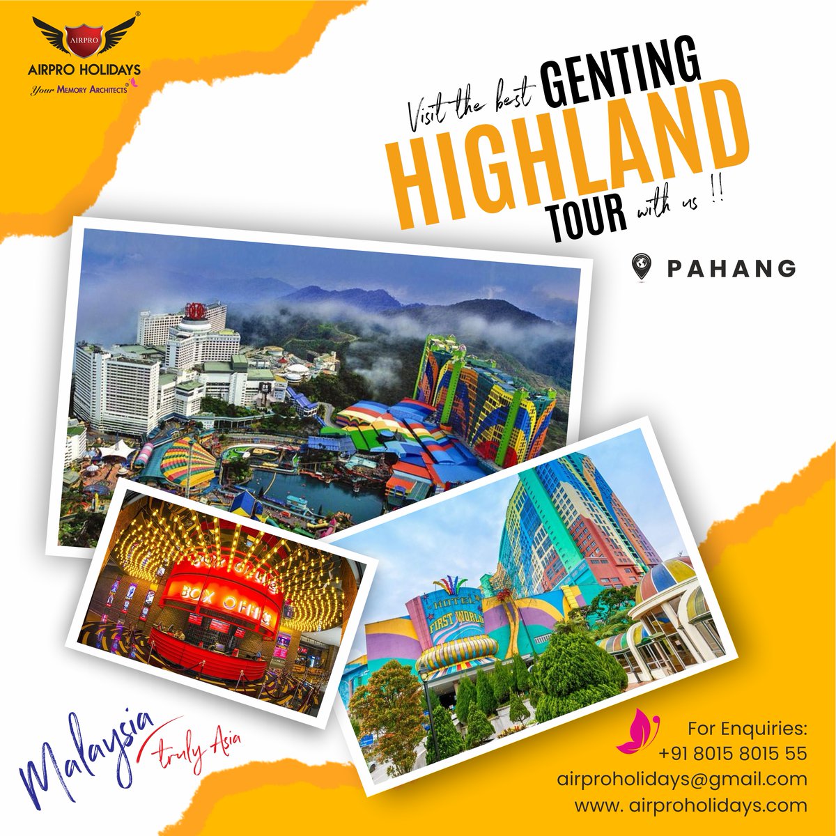 airproholidays's tweet photo. Enjoy the cool mountain air of Malaysia’s Genting Highlands.

Fill your days with the fastest cable car trip and  Skytropolis Funland.
Contact AirPro Holidays - https://t.co/ngt9g9pYR4

#airproholidays #memoryarchitects #gentinghighland #malaysia #vacation #chennai #wanderlust https://t.co/cNGMYtUGg5