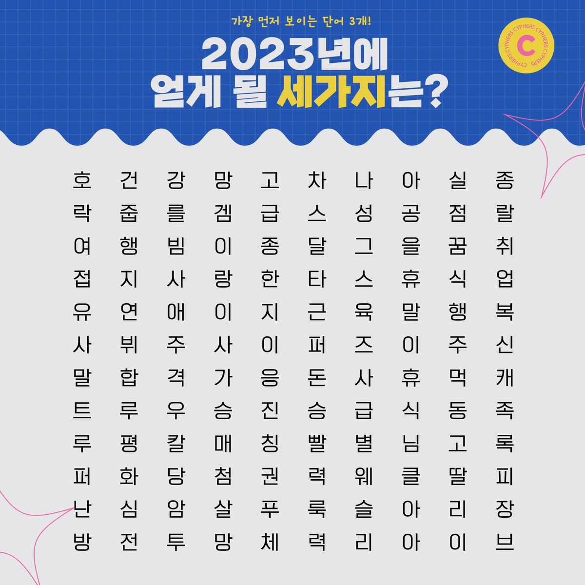 Frappu____'s tweet photo. 다들 이거 해보셨나요 너무 신기해서 들고옴
가장 먼저 보이는 단어 3개가 2023년에 님들이 얻게 될 세가지라고하네요 저는 건강,휴식,체력 나왔어요!!! https://t.co/KYRYvAgFi0