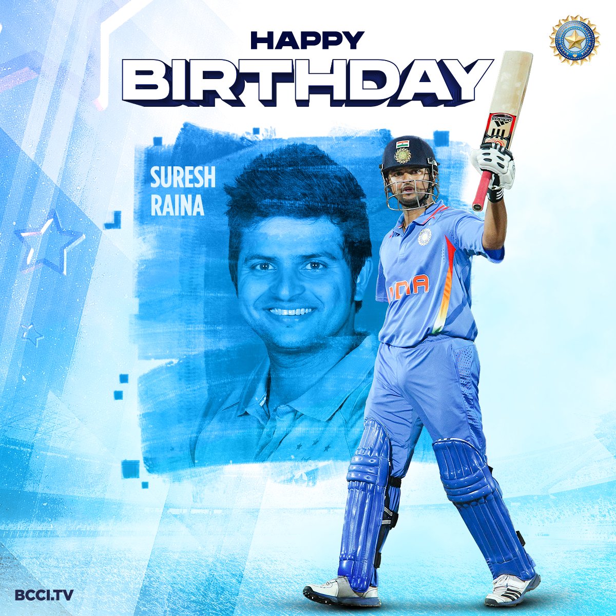 3️⃣2️⃣2️⃣ intl. matches 👍 7️⃣9️⃣8️⃣8️⃣ intl. runs 💪 7️⃣ intl. hundreds 👌 Here's wishing the 2011 World Cup winner, @ImRaina a very happy birthday 🎂👏 #TeamIndia